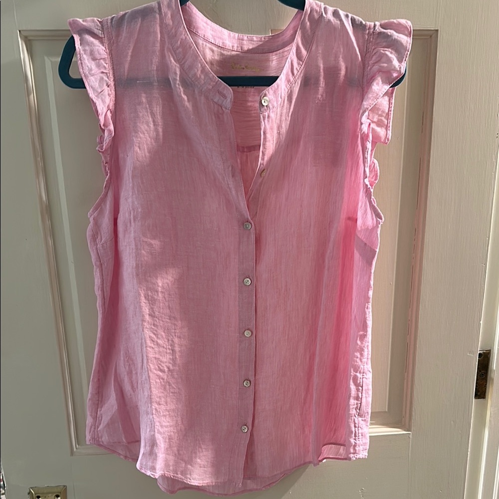 COPY - Pink Sleeveless Button-Up Blouse